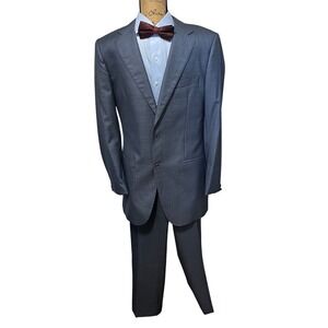 J.Hilburn Blue Iron 2 Dots Suit 2-Piece |‎ VBC Super 150s Wool | Size 39 XL